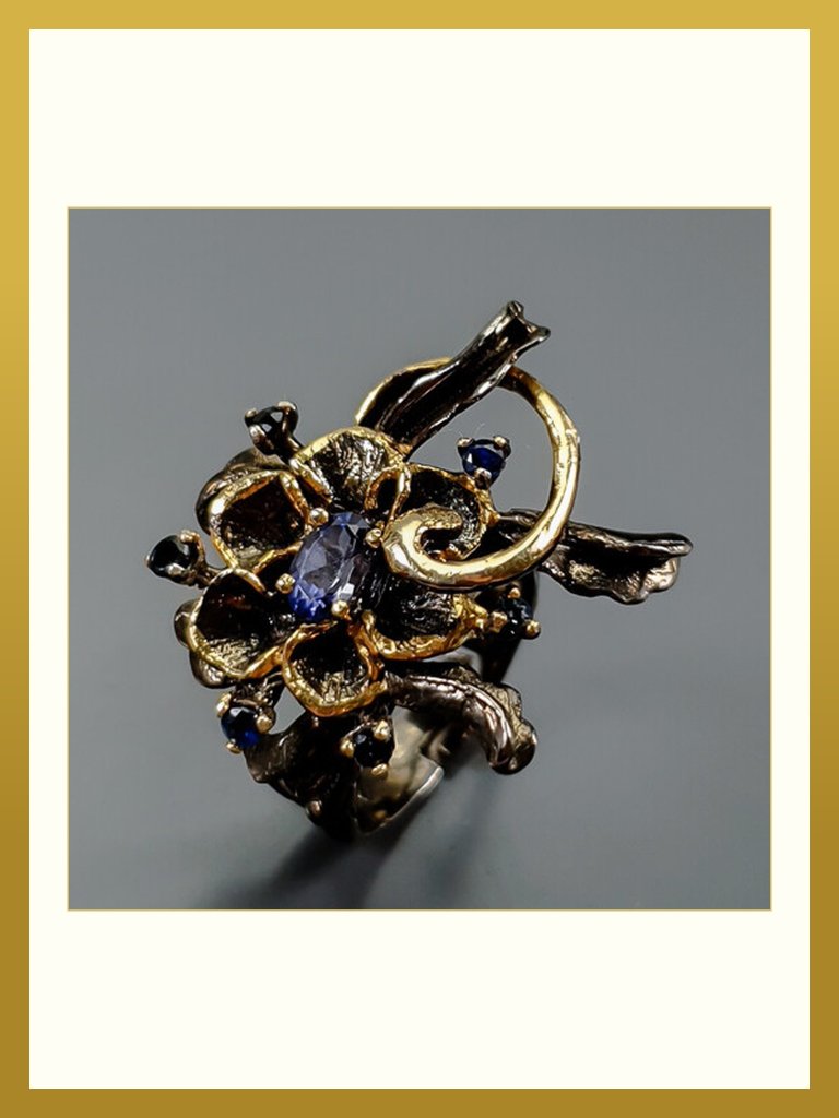 Ring Iolite Flower And Flourishes Size 8  Fun And Classy